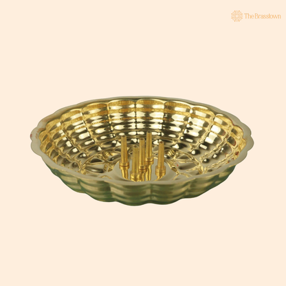 Handcrafted Brass Agarbatti Holder Plate – Brass Peetal Incense Stick &amp; Dhoopbatti Stand for Pooja Room, Temple &amp; Home Décor 1 Inch