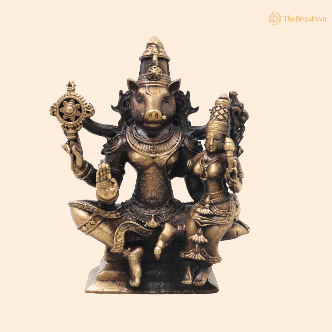 Brass Lakshmi Narasimha Idol – Handcrafted Traditional Narahari Murti for Pooja, Home Mandir, Spiritual Décor &amp; Gifting 3 Inch