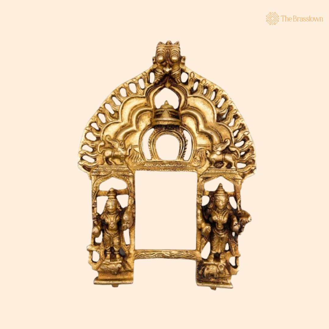 Antique Brass Temple Arch Frame with Divine 11 Inch