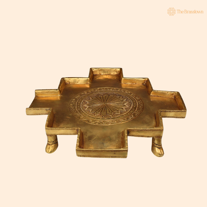 Brass Abhishek Patra / Plate 12 Inch front view – pure brass handcrafted India