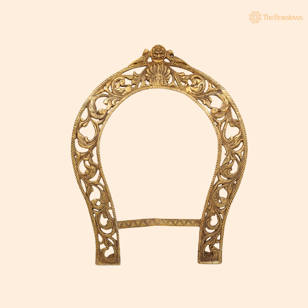 Brass Handcrafted Big Prabhaval Arch – Handcrafted Arch Wall Hanging for Home Temple, Deity Décor &amp; Spiritual Ambience 19 Inch