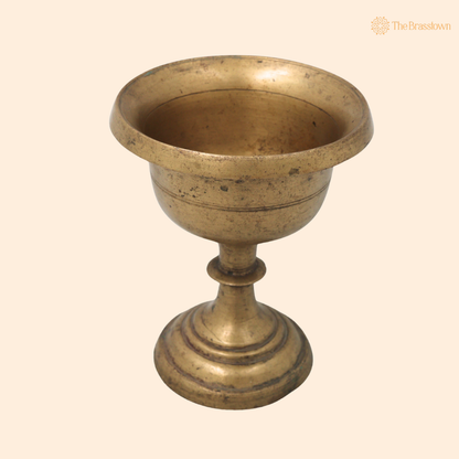 Vintage Brass Glass Pot Kalash for Pooja Temple - Handcrafted Traditional Pital Gangajali Kamandal for Ganga Jal, Hindu Rituals, Home Mandir &amp; Spiritual Gifting 4.5 Inch