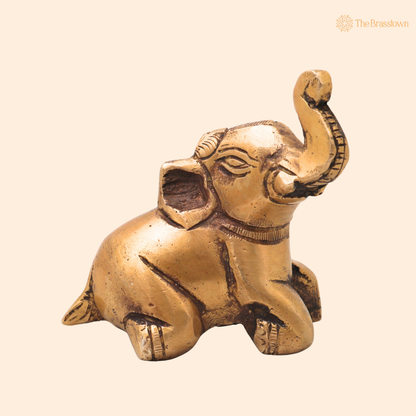 Brass Baby Gaja Elephant Idol – Decorative Elephant Statue for Home, Office &amp; Spiritual Décor 2.5 Inch