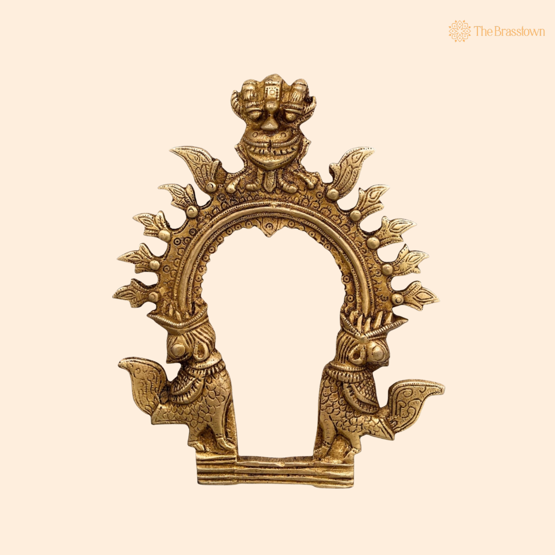 Brass Traditional Prabhavali Frame for 6.5 Inch front view – pure brass handcrafted India