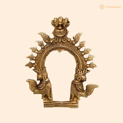 Brass Traditional Prabhavali Frame for 6.5 Inch front view – pure brass handcrafted India