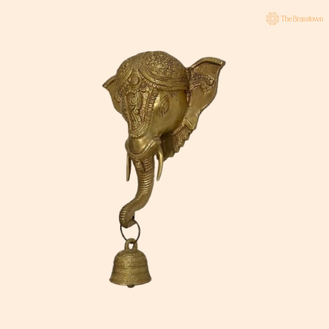 Handcrafted Brass Ganesha Wall Hanging with Bell