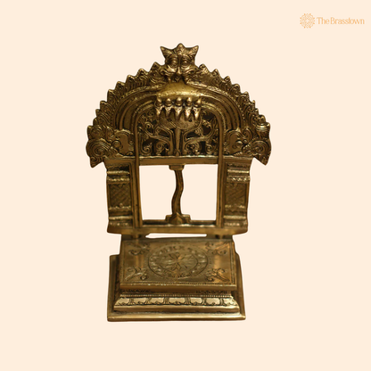 Handcrafted Brass Singhasan Jali Frame 9 Inch front view – pure brass handcrafted India