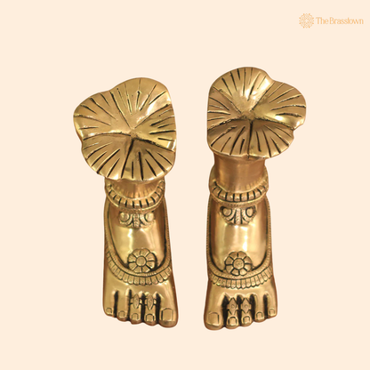 Handcrafted Brass Divine Feet of 5 Inch front view – pure brass handcrafted India