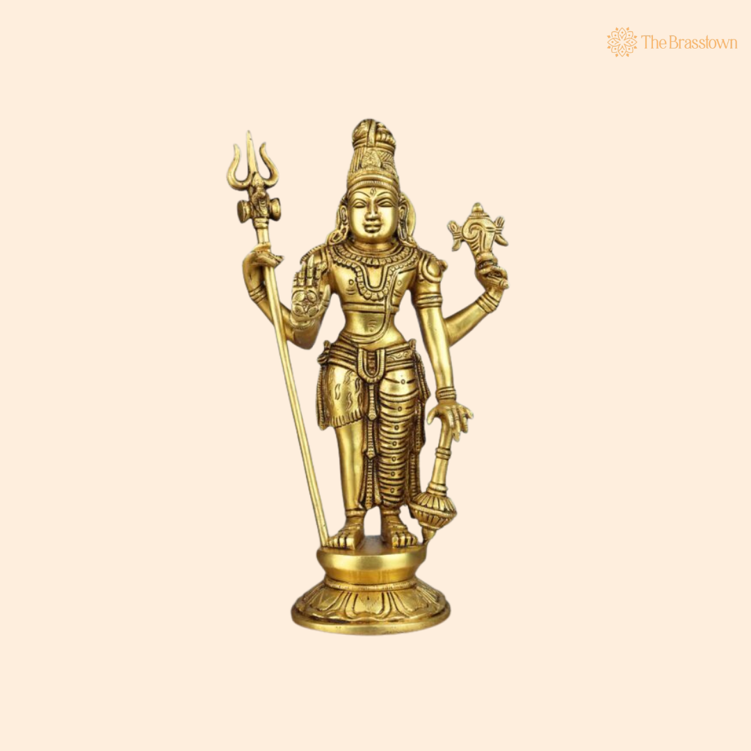 Brass Harihara Idol 11 Inch front view – pure brass handcrafted India