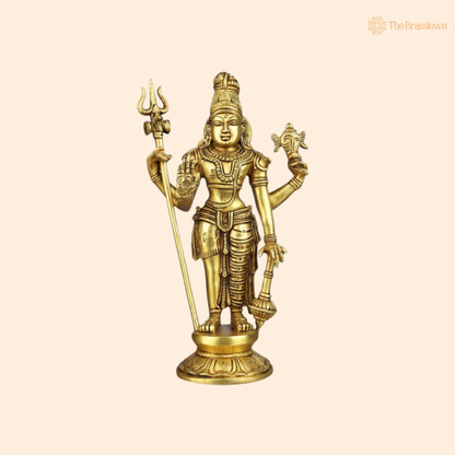 Brass Harihara Idol 11 Inch front view – pure brass handcrafted India