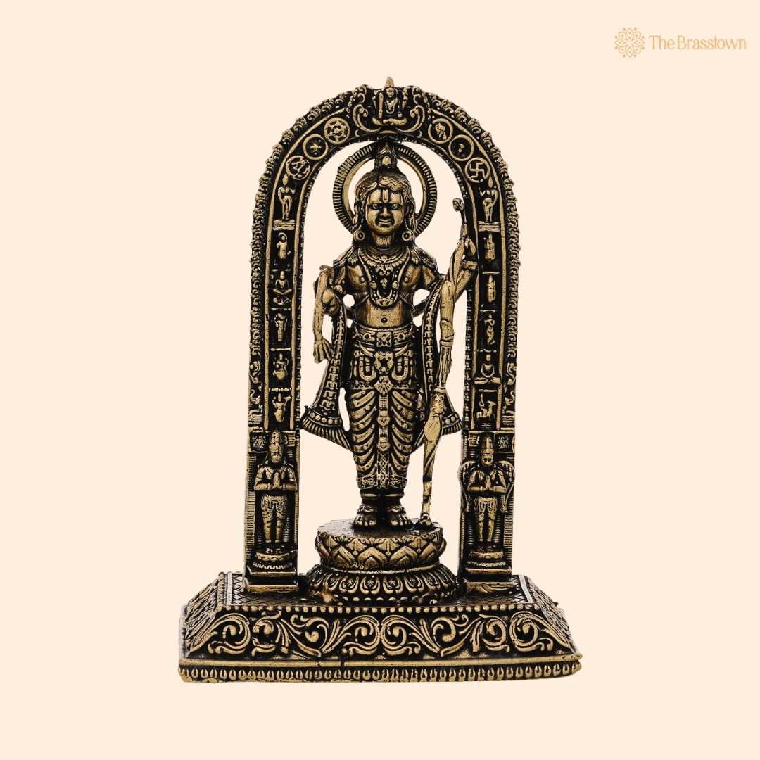 Brass Ram Lalla Idol 4 Inch front view – pure brass handcrafted India