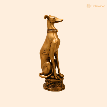 Brass Dog Statue – Handmade Brass Dog Idol for Home Décor, Pooja, Collectibles &amp; Gifting 11 Inch