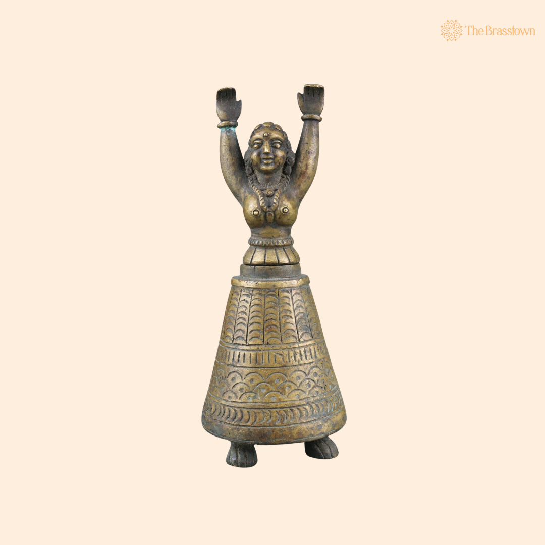 Brass Lady Styled Ink Pot – Vintage Peetal Dawat Syahi Dani, Kalam Dani &amp; Decorative Writing Pot Collectible 6 Inch