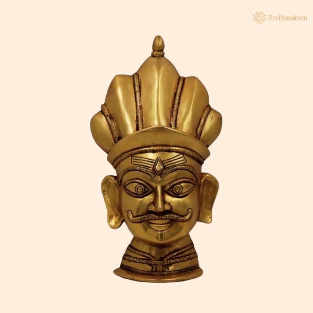 Handcrafted Brass Kaal Bhairav Wall Mask 9.5 Inch