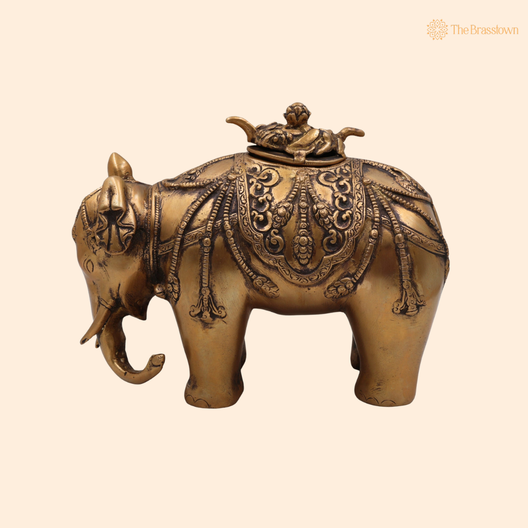 Brass Elephant Base Dhoop Dani 7.5 Inch