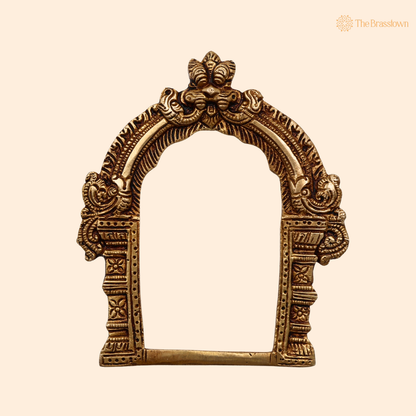 Brass Prabhavali Frame Arch 6 Inch front view – pure brass handcrafted India