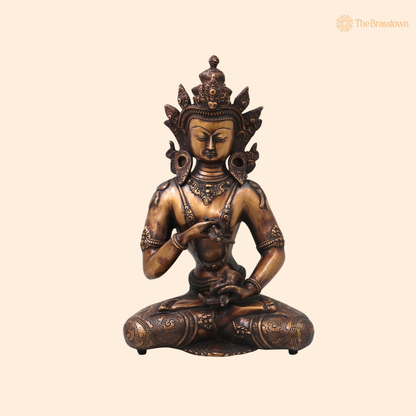 Unique Brass Vajrasattva Idol Murti – Handcrafted Dorje Sempa Buddhist Murti for Pooja, Meditation, Home Décor &amp; Spiritual Gifting 15.5 Inch