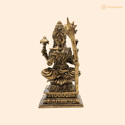 Brass Handcrafted Sitting Kamakshi Idol – Raja Rajeshwari Murti (Vigraham/Pratima) for Puja, Home Mandir, Décor &amp; Gifting 4 Inch