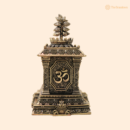 Brass Tulsi Maadam Tulasi Vrindavan – Handcrafted - Handcrafted Pooja Decor by The Brasstown - Side View
