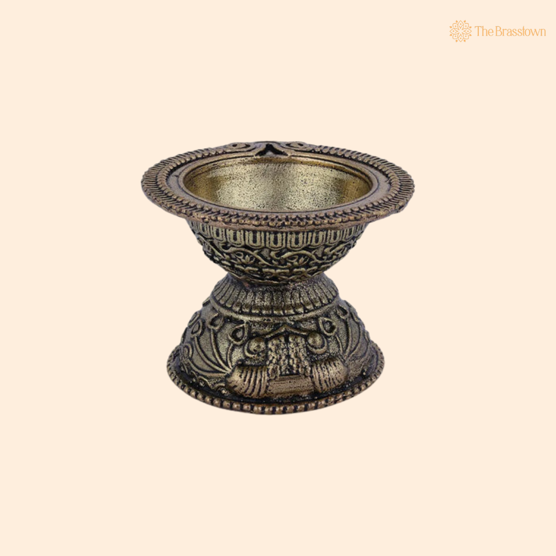 Traditional Brass Diya 1.5 Inch front view – pure brass handcrafted India