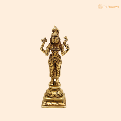 Brass Parvati Mata Murti front view – pure brass handcrafted India
