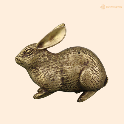 Brass Rabbit Idol 3 Inch front view – pure brass handcrafted India