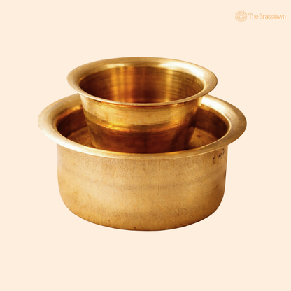 Brass Cup with Lid Hot Case – Traditional Peetal Covered Tea &amp; Coffee Cup, Brass Tumbler with Cover for Hot Beverages, Home &amp; Café Use 2.5 Inch