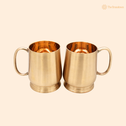 Handcrafted Brass Glass Set of 2 – Traditional Peetal Water Vessel for Pooja, Dining, Home Décor &amp; Gifting 4.5 Inch