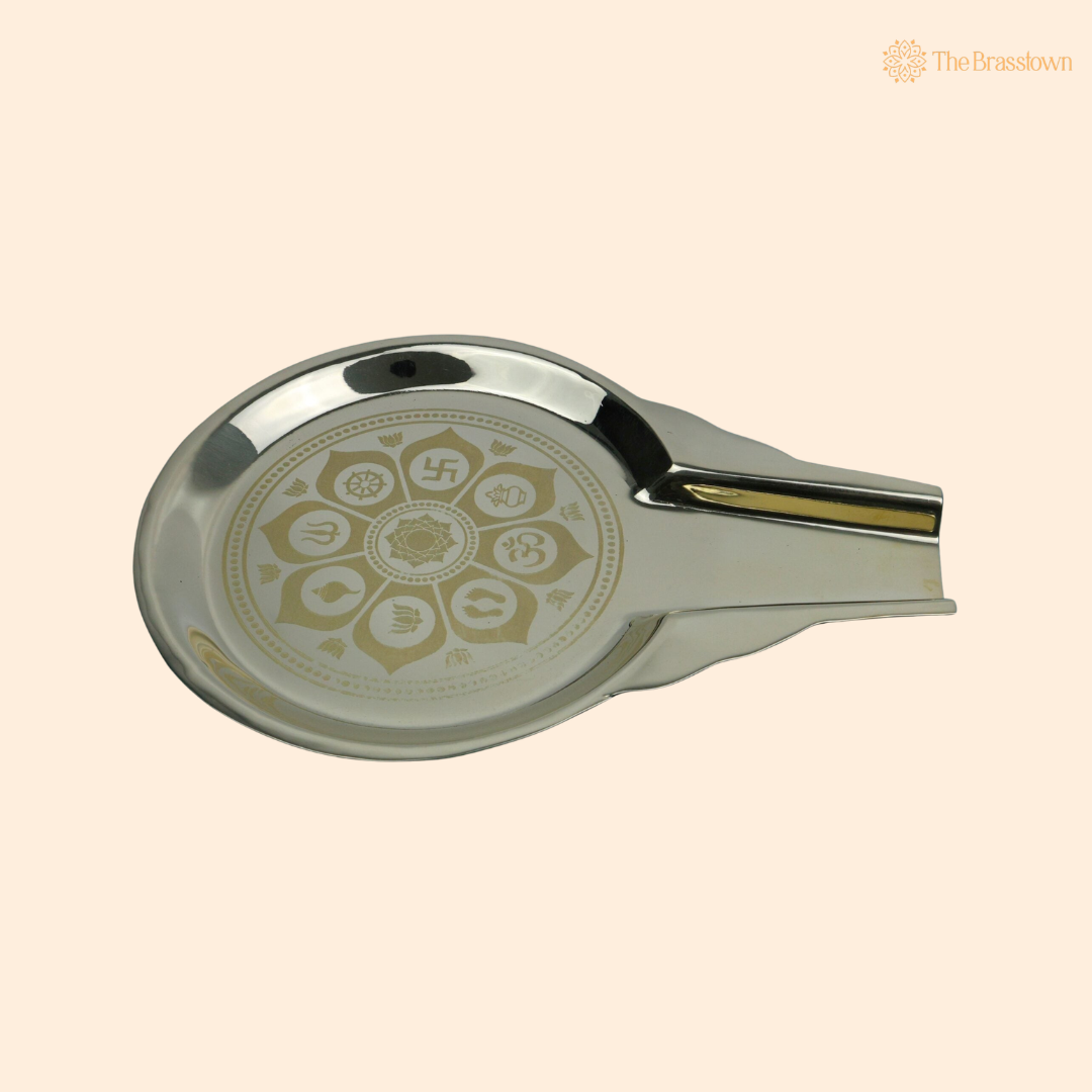 Traditional Brass Abhisheka Patra – Traditional Abhishekam Somasutra Vessel for Deity Worship, Mandir Rituals &amp; Home Puja 1 Inch