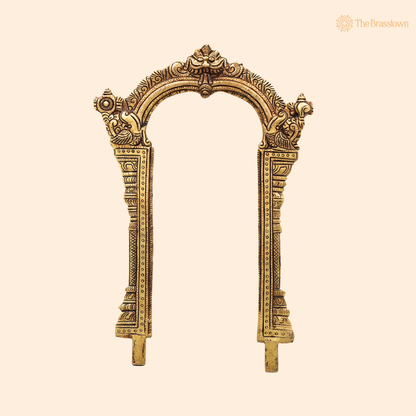 Brass Prabhavali for God Idols – Handcrafted Arch Backdrop Wall Hanging for Home Temple, Deity Décor &amp; Spiritual Ambience 12 Inch