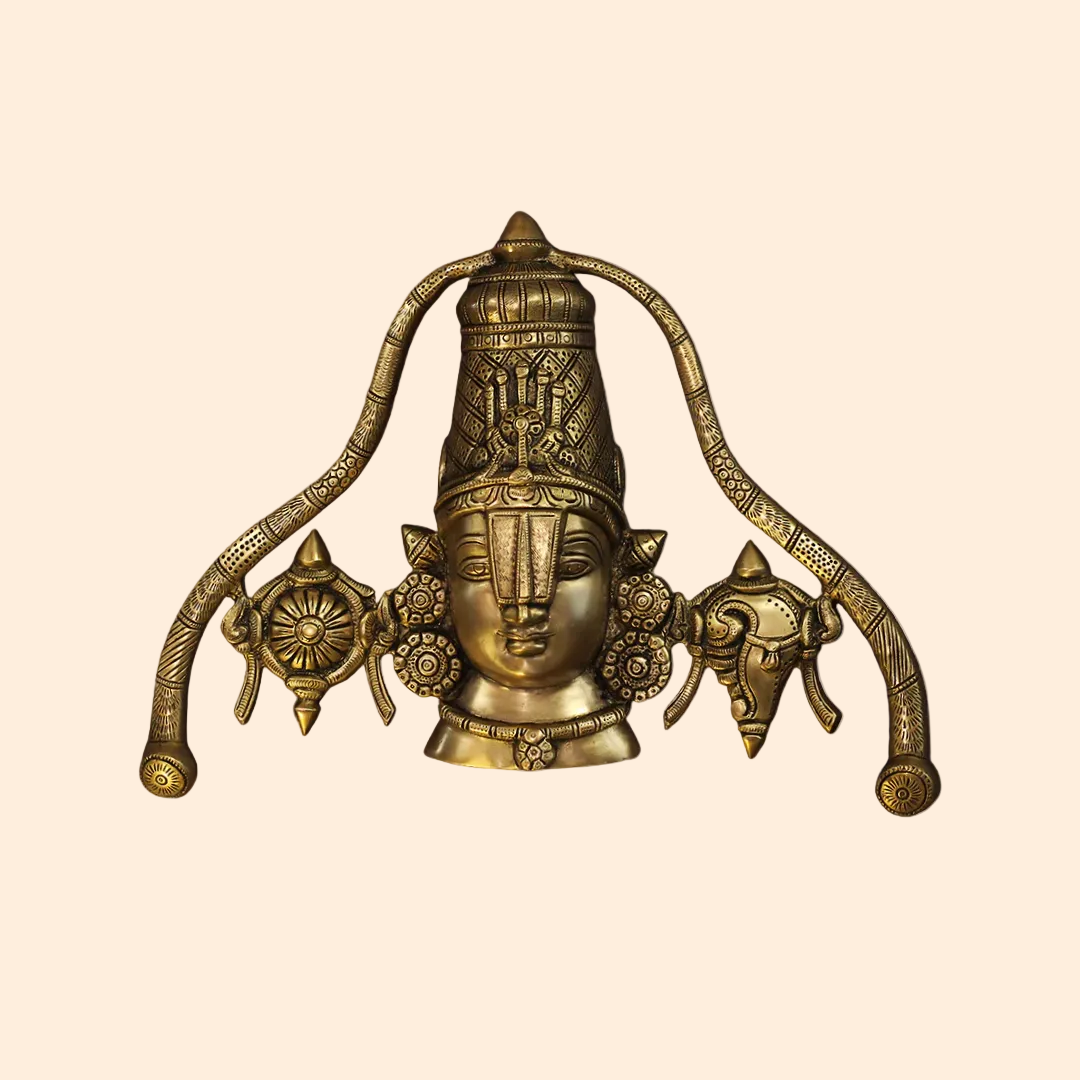 Handcrafted Brass Lord Balaji Idol 10 Inch front view – pure brass handcrafted India
