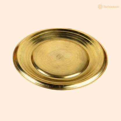 Brass Plate Heavy Pure Peetal Thali Pooja Aarti for Mandir – Peetal Pooja Plate (Pital Puja Thambalam) for Hindu Worship &amp; Temple Rituals 1.5 Inch