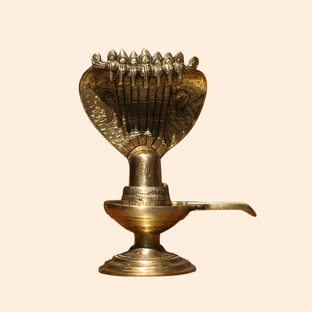 Handcrafted Brass Shivalingam 8.5 Inch front view – pure brass handcrafted India