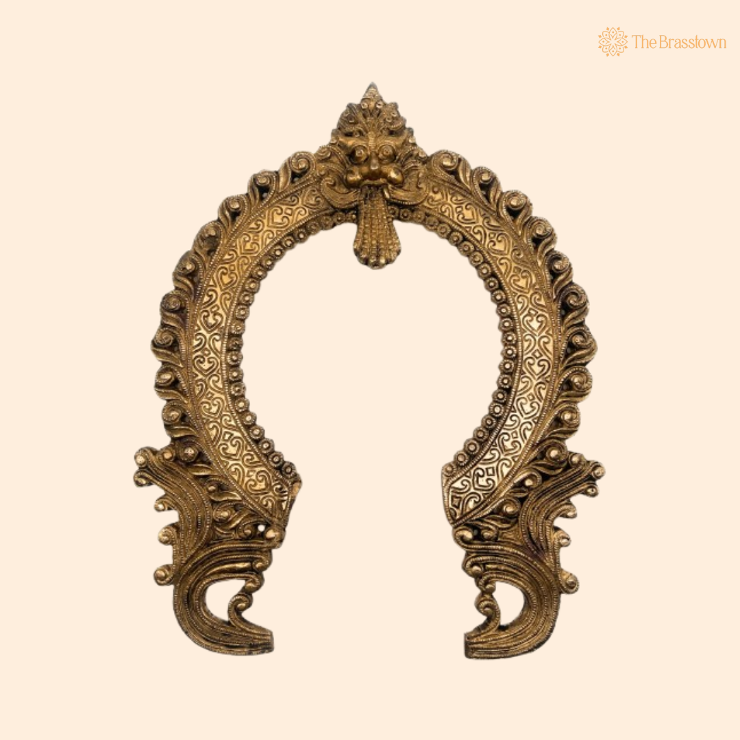 Antique Brass Arch Frame with Mythical Motifs 14.5 Inch