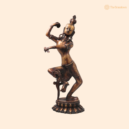 Brass Nataraja Sculpture – Handcrafted Unique Chola Style Dancing Shiva Idol for Pooja, Home Mandir, Temple Décor &amp; Spiritual Gifting 17 Inch
