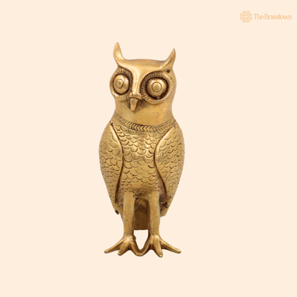 Brass Owl Idol for vastu – Decorative Owl Statue for Home Décor &amp; Spiritual Spaces 8 Inch