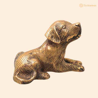 Handcrafted Brass Dog Statue – Handmade Brass Dog ( Kukkura ) Idol for Home Décor, Pooja, Collectibles &amp; Gifting 4.5 Inch