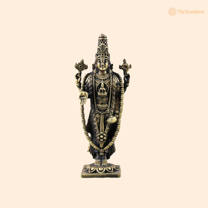 Brass Venkateshwara Balaji Idol 4 Inch front view – pure brass handcrafted India