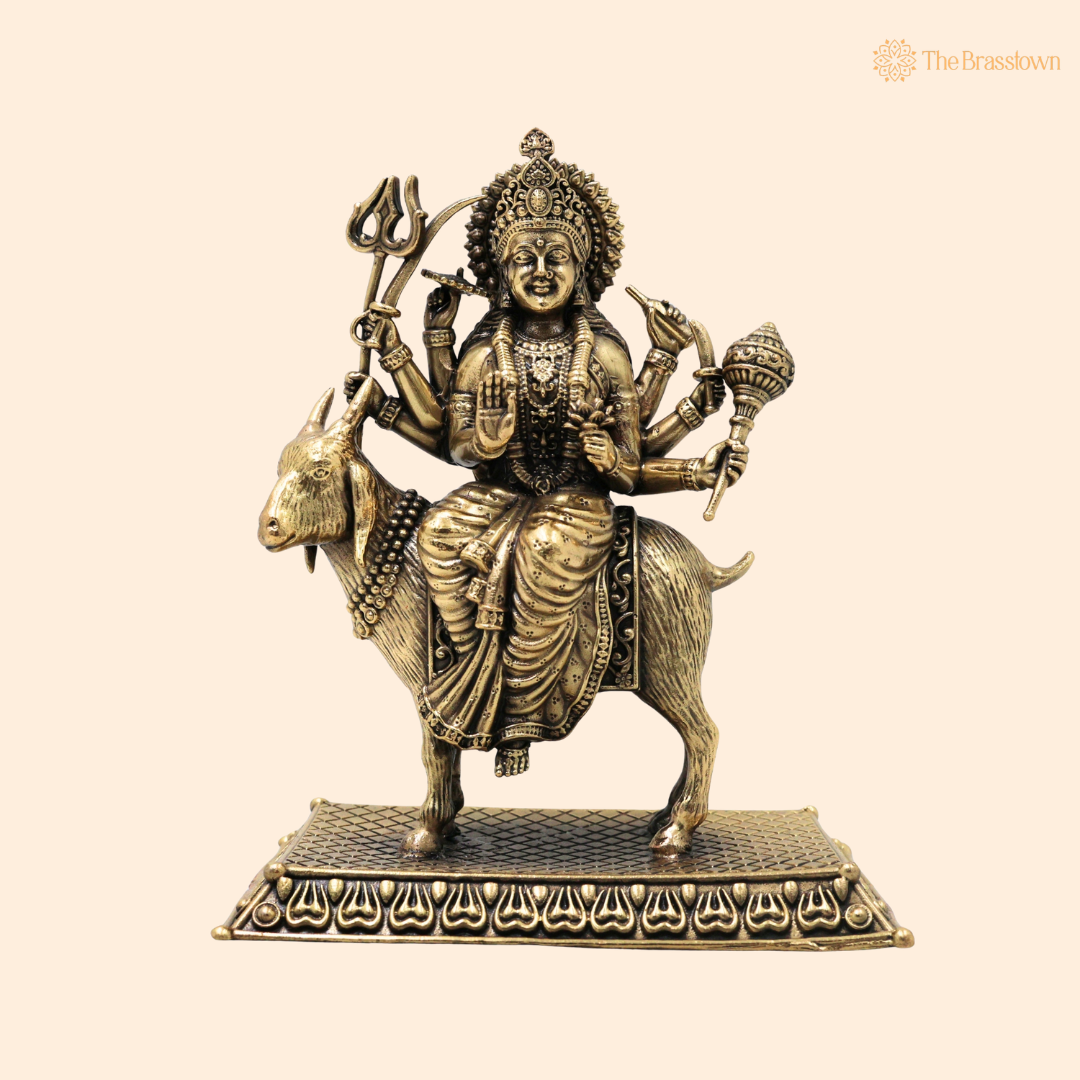 Brass Meladi Mata Ji Idol – Handcrafted Meldi Maa Devi Murti for Pooja, Vastu, Home Mandir &amp; Spiritual Décor 5 Inch