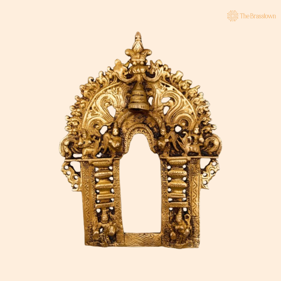 Intricately Designed Traditional Brass Temple Arch Frame 8.5 Inch