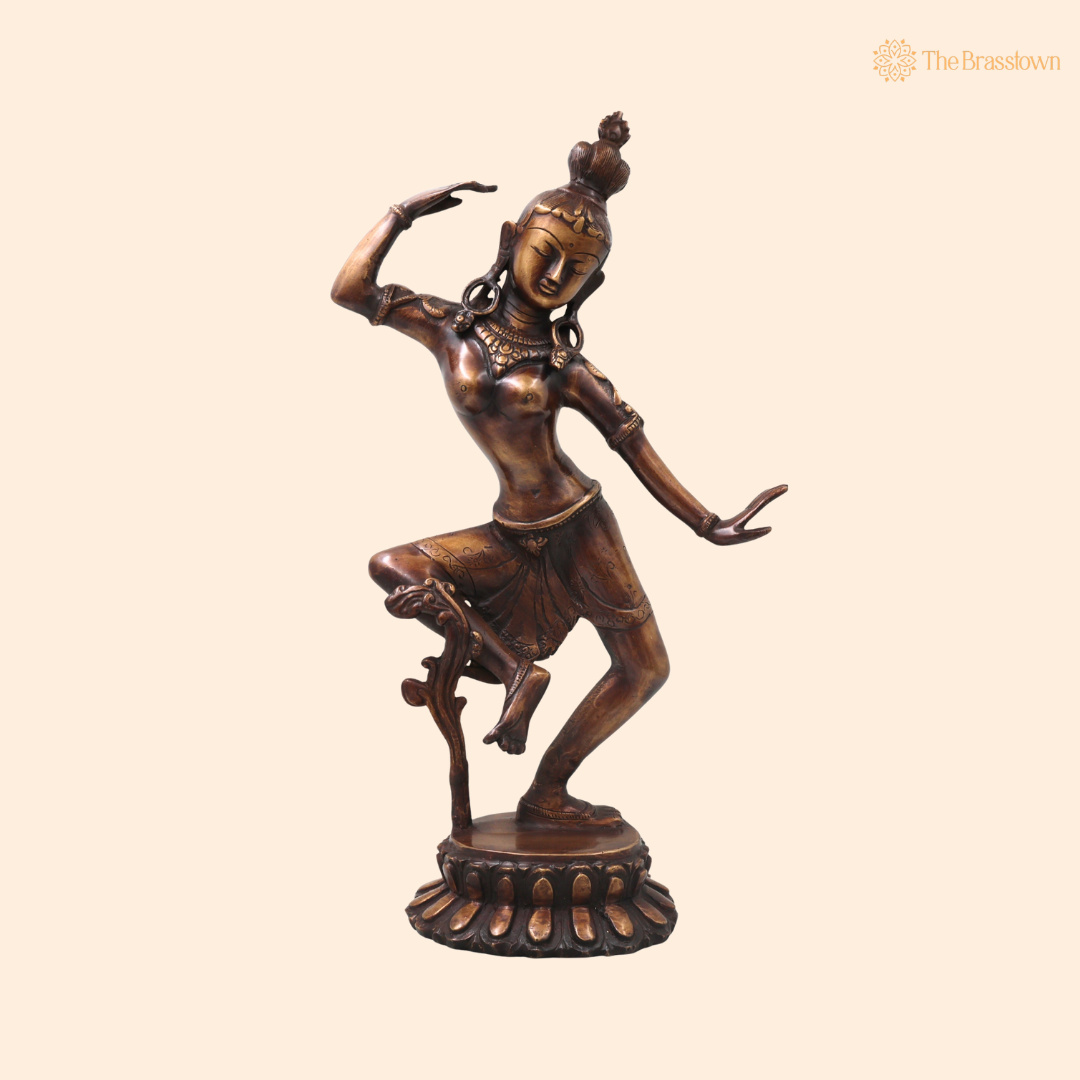 Brass Dancing Parvati Mata Murti – Parvathi Devi Statue for Home Temple &amp; Pooja 15.5 Inch