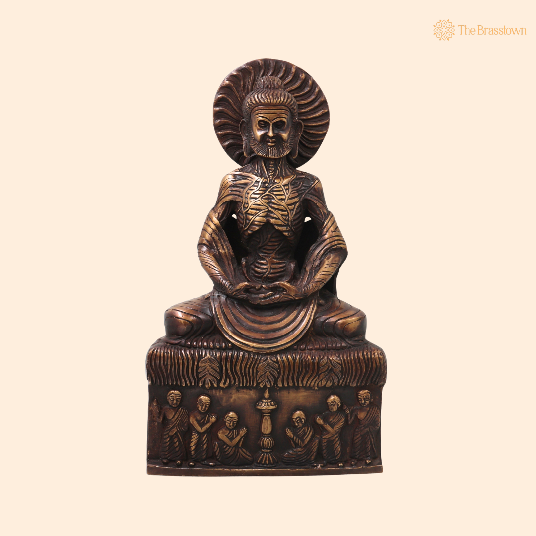 Brass Maitreya Fasting Buddha Idol – Handcrafted Future Buddha Ajita Bodhisattva Murti for Pooja, Home Décor &amp; Spiritual Gifting 12.5 Inch