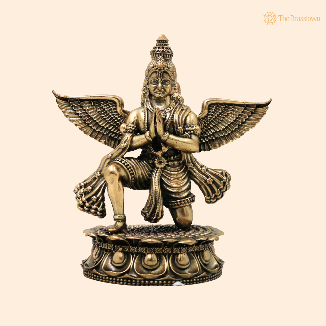Brass Garud Dev Idol - The Divine Eagle (Garuda Bhagwan Vishnu Vahana) 4.5 Inch