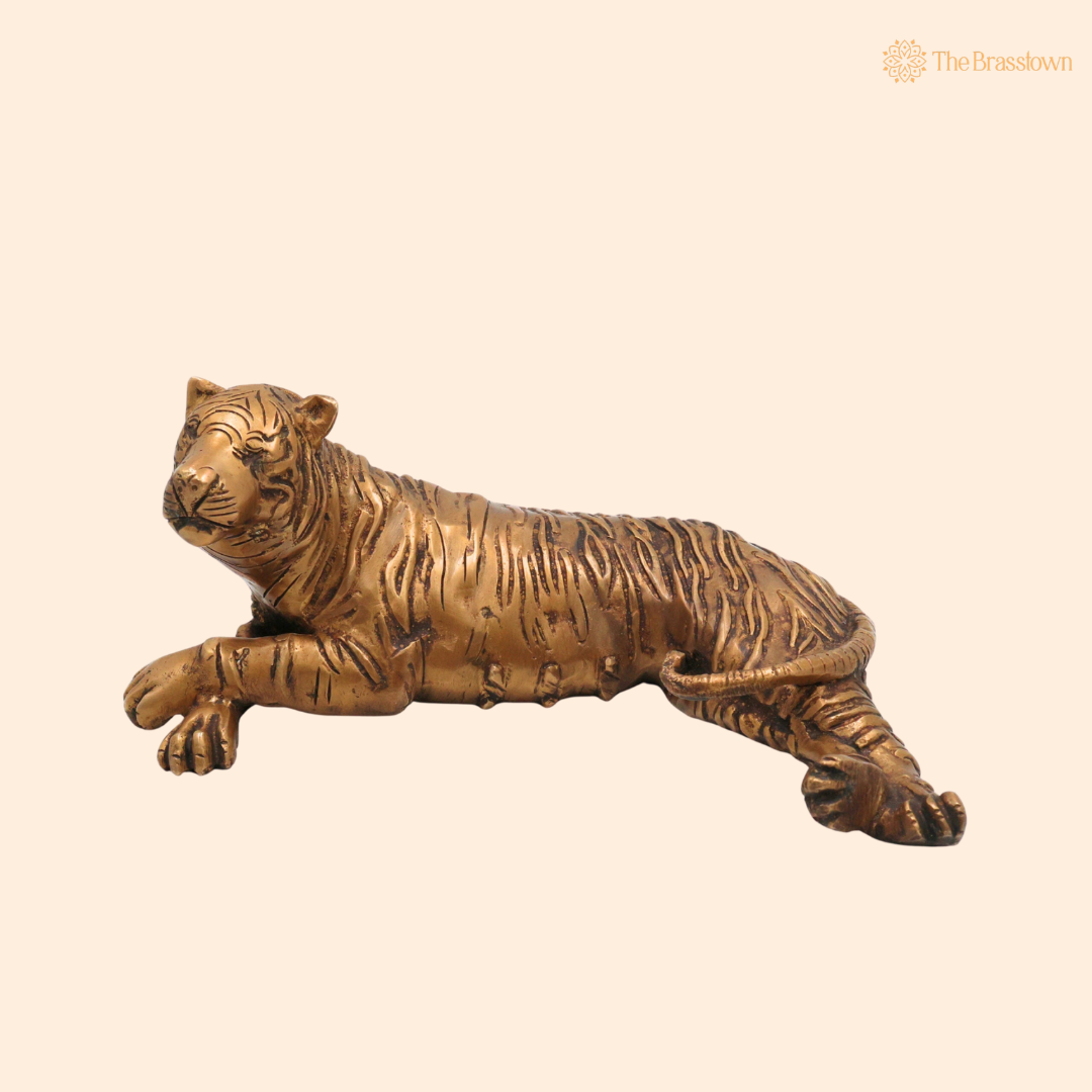 Brass Tigress Idol 4 Inch front view – pure brass handcrafted India
