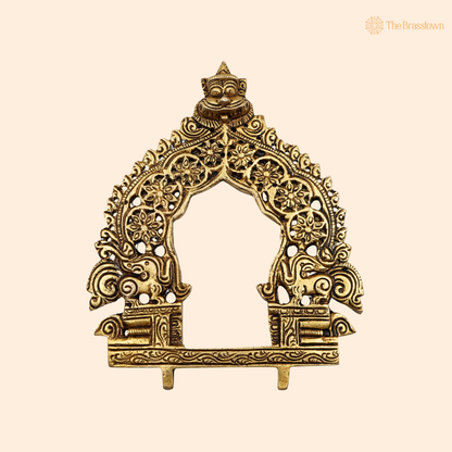 Handcrafted Brass Traditional Prabhavali Frame – Handcrafted Arch Wall Hanging for Home Temple, Deity Décor &amp; Spiritual Ambience 6.5 Inch