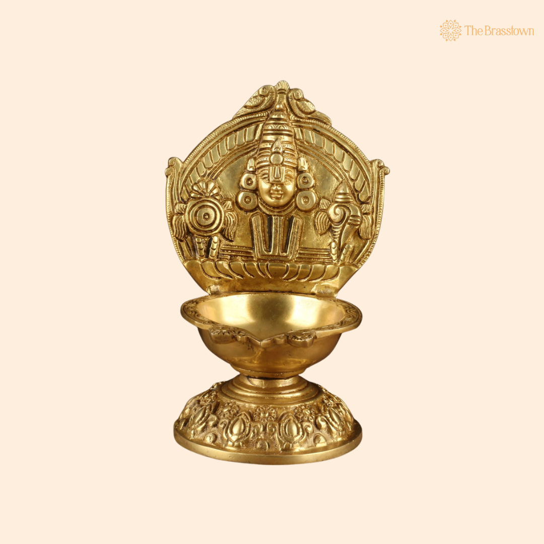 Brass Balaji Diya 9 Inch front view – pure brass handcrafted India