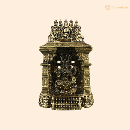 Brass Mahalakshmi Idol 3 Inch front view – pure brass handcrafted India