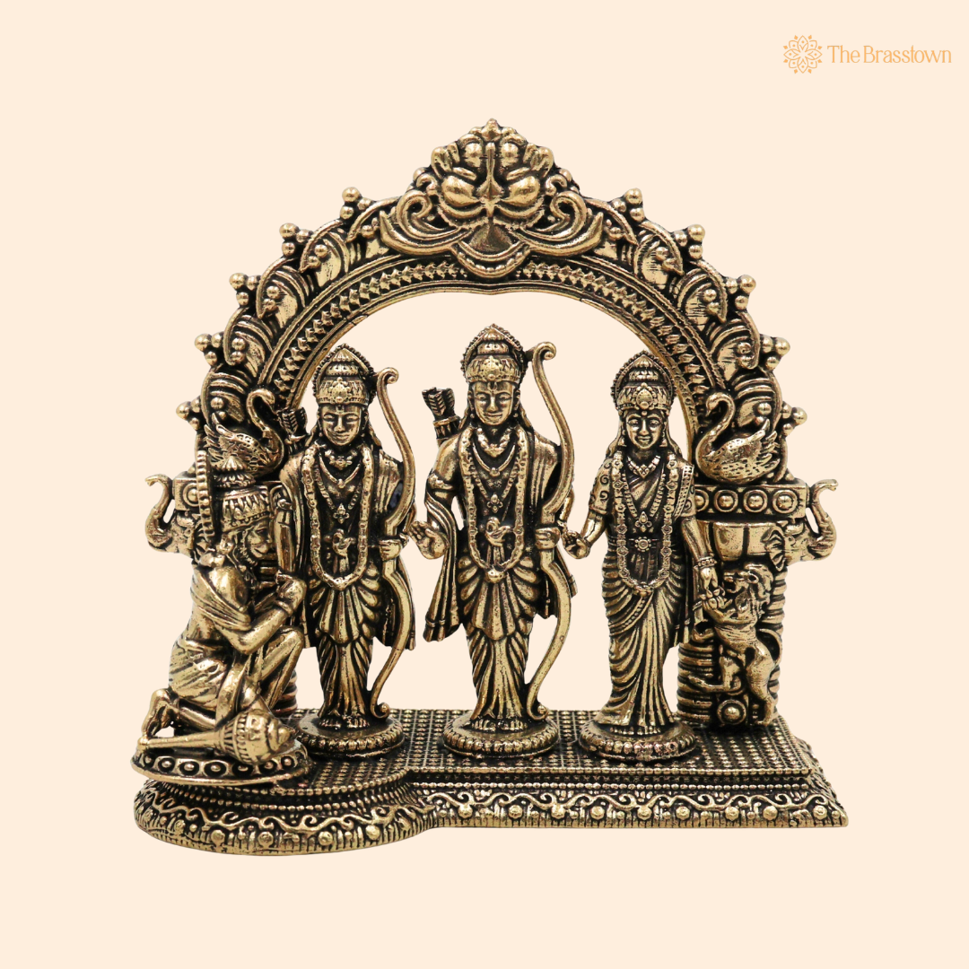 Handcrafted Brass Ram Darbar Murti 4 Inch front view – pure brass handcrafted India