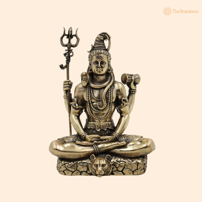 Brass Shiva Idol 4.5 Inch front view – pure brass handcrafted India