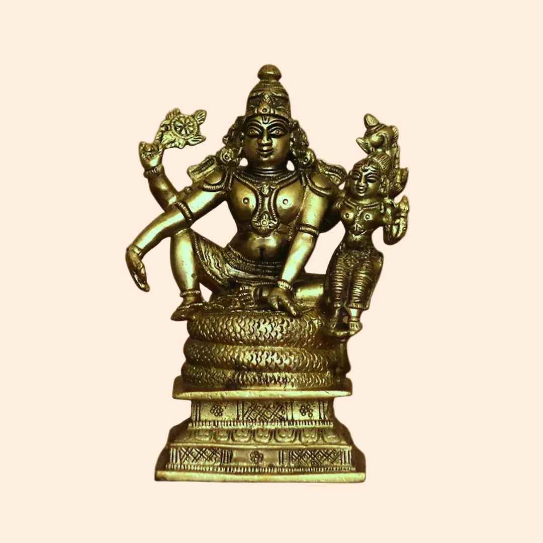 Handcrafted Brass Narayana Vishnu &amp; 6.5 Inch front view – pure brass handcrafted India
